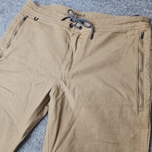 Roark Mens Layover Travel Pants Size 33 Tan Zip Pockets Stretch Vented